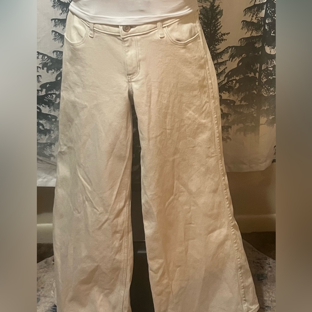 Low rise; wide leg jeans